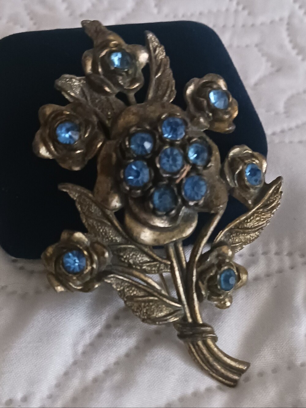 30s Little Nemo Floral Brooch Blue Jewels Signed